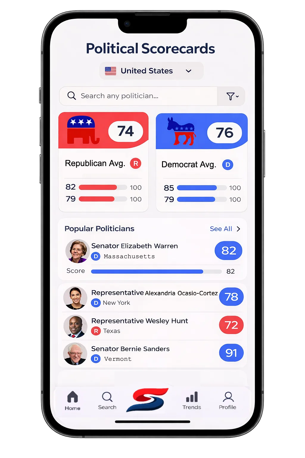 Spurna campaign promise scorecards screen